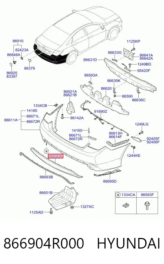 Protector de parachoques trasero 866904R000 Hyundai/Kia