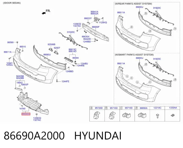 Protector de parachoques trasero 86690A2000 Hyundai/Kia