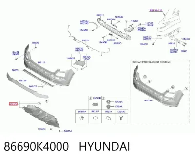 Protector de parachoques trasero HYUNDAI 86690K4000
