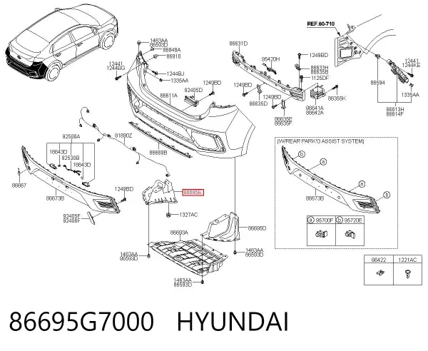 Protector de parachoques trasero 86695G7000 Hyundai/Kia