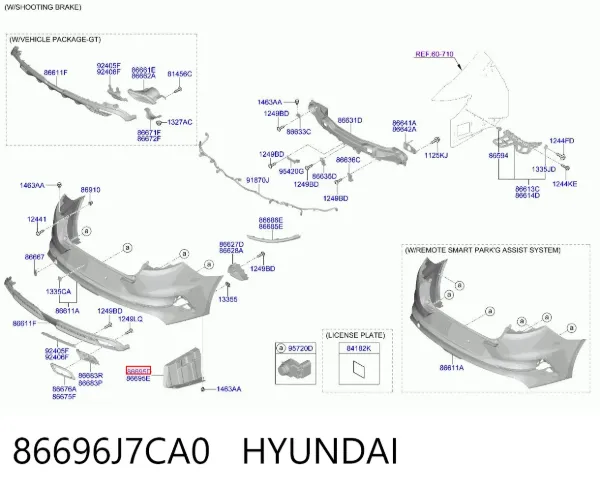 Protector de parachoques trasero 86696J7CA0 Hyundai/Kia