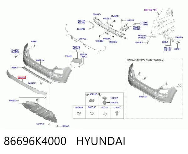 Moldura de parachoques trasero 86696K4000 Hyundai/Kia