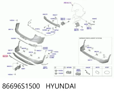 Moldura de parachoques trasero HYUNDAI 86696S1500