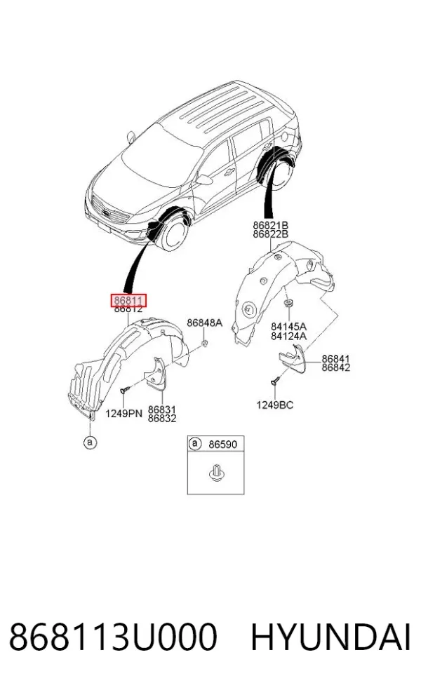 Guardalodos delantero izquierdo 868113U000 Hyundai/Kia