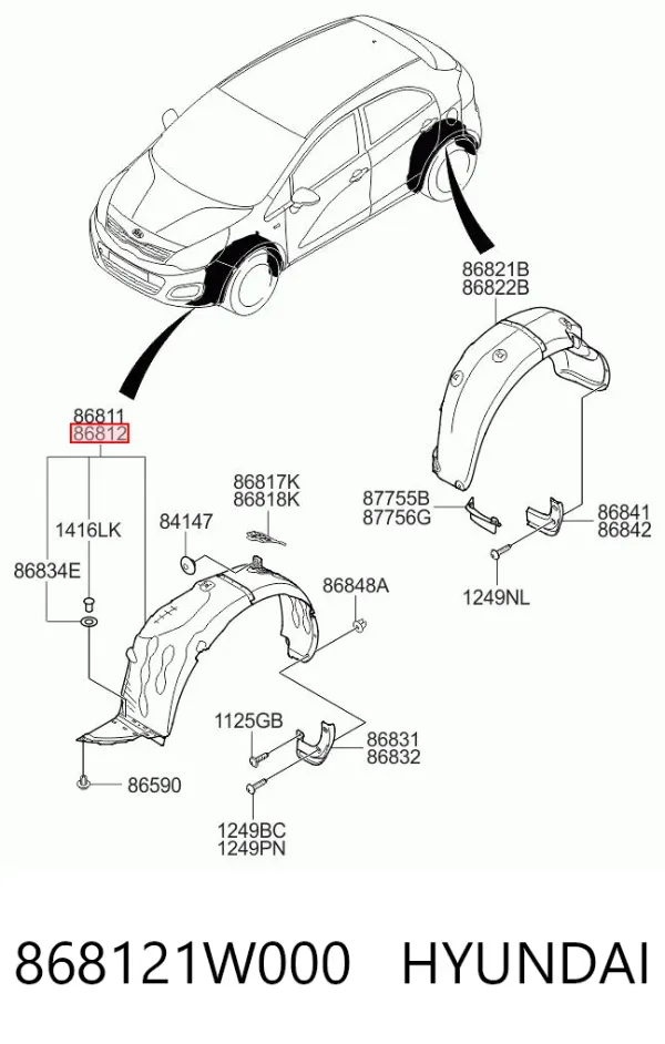 Paso rueda 868121W000 Hyundai/Kia