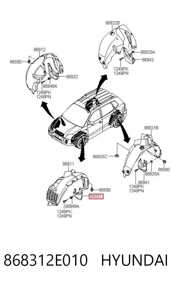 Guardabarros delantero izquierdo 868312E010 Hyundai/Kia