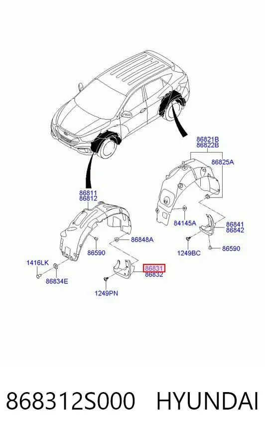 Guardabarros delantero izquierdo 868312S000 Hyundai/Kia