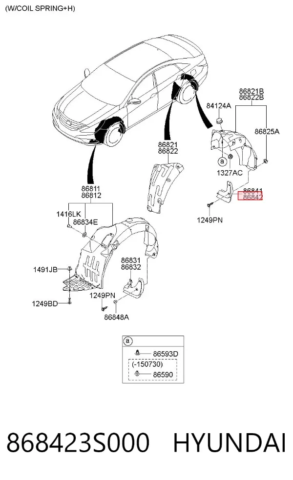 Guardabarros trasero derecho 868423S000 Hyundai/Kia