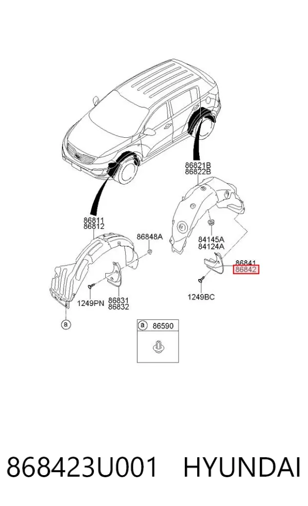Guardabarros trasero derecho 868423U001 Hyundai/Kia