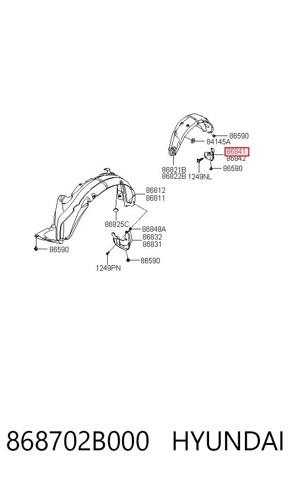 Guardabarros trasero izquierdo 868702B000 Hyundai/Kia