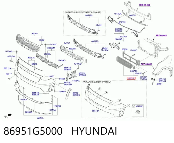 Persiana del radiador 86951G5000 Hyundai/Kia