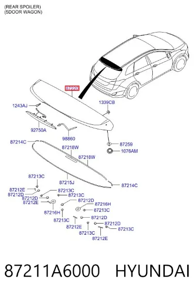 Alerón de puerta trasera HYUNDAI 87211A6000