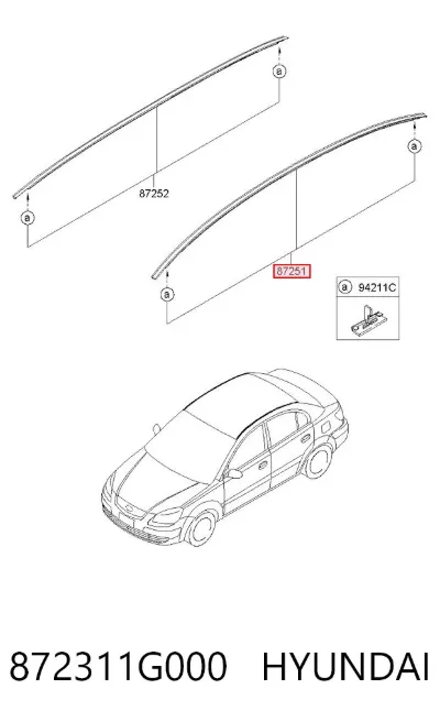 Moldura de techo izquierda HYUNDAI 872311G000