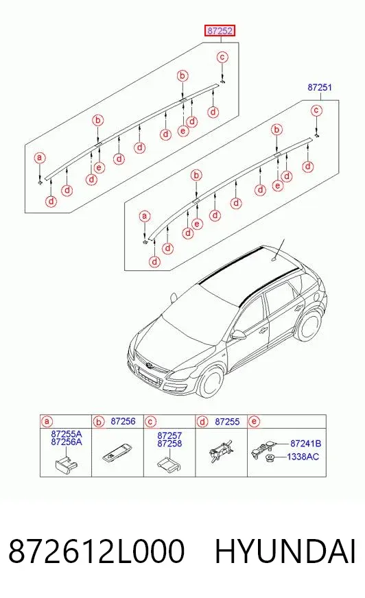Moldura de techo derecha 872612L000 Hyundai/Kia