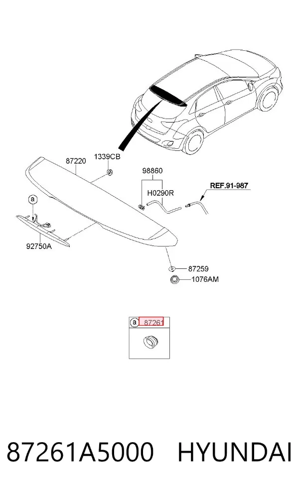Moldura de techo derecha 87261A5000 Hyundai/Kia