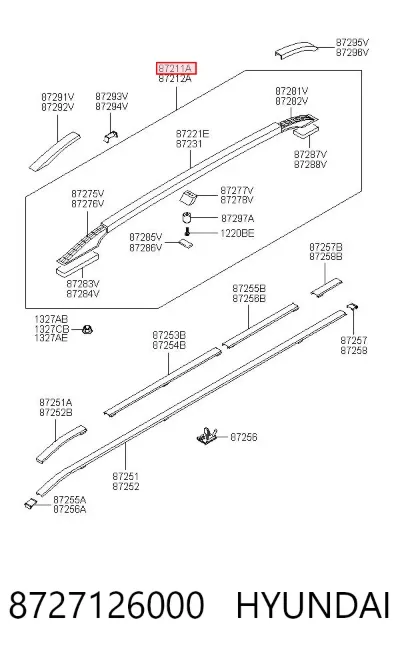 Riel de techo izquierdo HYUNDAI 8727126000