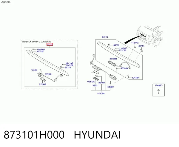 Moldura de tapa de maletero 873101H000 Hyundai/Kia