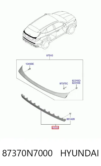 Moldura de la puerta trasera HYUNDAI 87370N7000