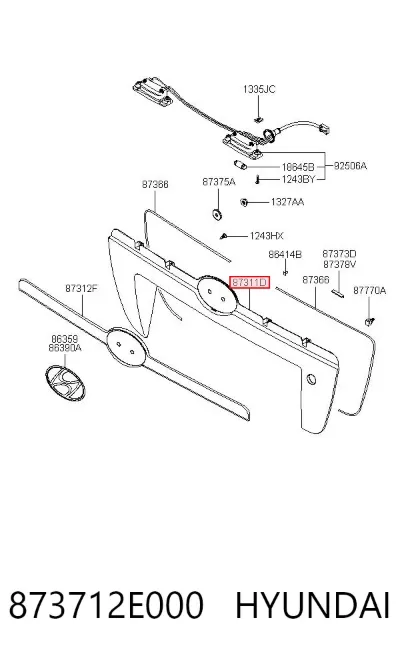 Moldura de puerta del maletero (puerta trasera 3/5) HYUNDAI 873712E000