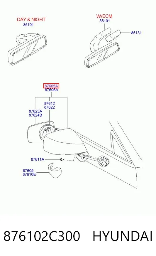 Espejo de retrovisor izquierdo Hyundai Coupe II
