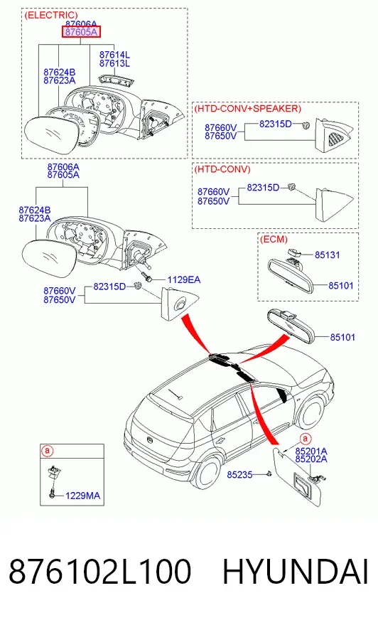 Espejo de retrovisor izquierdo Hyundai I30 FD
