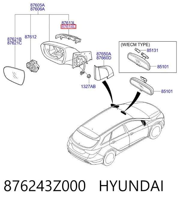 Piloto intermitente derecho 876243Z000 Hyundai/Kia