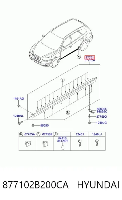 Moldura exterior izquierda del umbral HYUNDAI 877102B200CA