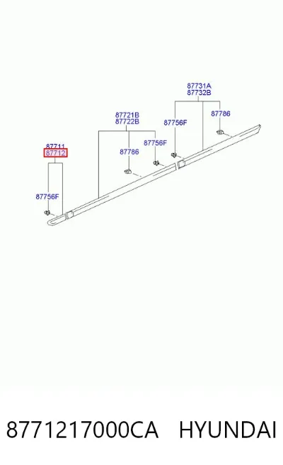 Moldura de guardabarros delantero derecho HYUNDAI 8771217000CA