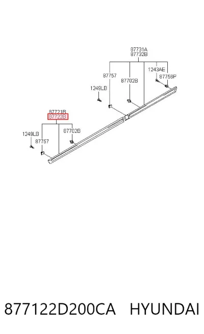 Moldura de puerta delantera derecha HYUNDAI 877122D200CA
