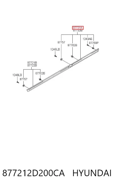 Moldura de puerta trasera izquierda HYUNDAI 877212D200CA