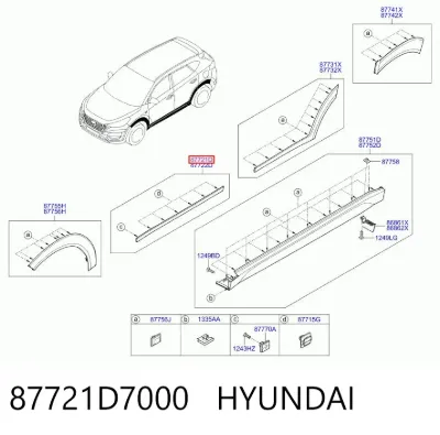 Moldura de puerta delantera izquierda HYUNDAI 87721D7000