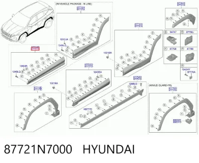 Moldura inferior de puerta delantera izquierda HYUNDAI 87721N7000