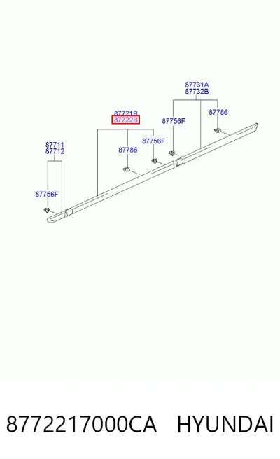 Moldura de puerta delantera derecha HYUNDAI 8772217000CA