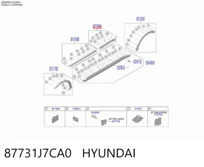 Moldura inferior de puerta trasera izquierda HYUNDAI 87731J7CA0