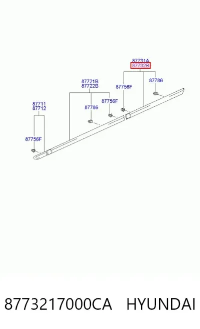Moldura de puerta trasera derecha HYUNDAI 8773217000CA