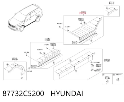 Moldura de puerta trasera derecha HYUNDAI 87732C5200