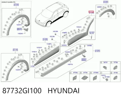 Moldura de puerta trasera derecha HYUNDAI 87732GI100