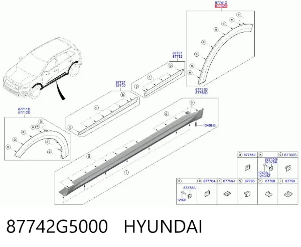 Extensión de la aleta trasera derecha 87742G5000 Hyundai/Kia