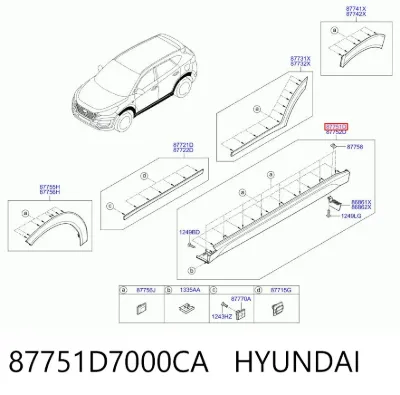 Moldura exterior izquierda del umbral HYUNDAI 87751D7000CA