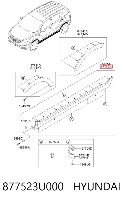 Moldura exterior derecha del umbral HYUNDAI 877523U000