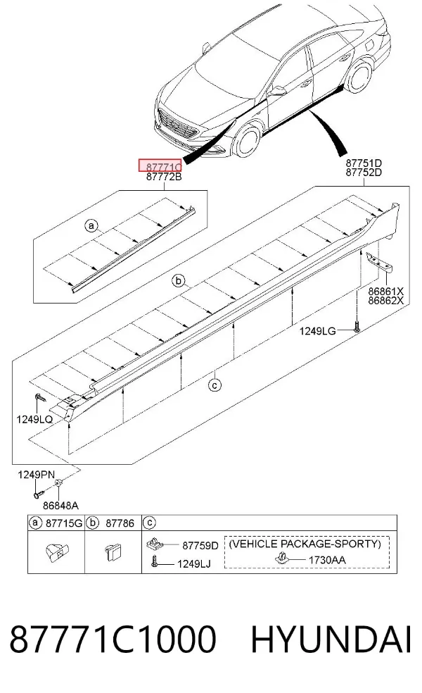 Moldura del guardabarros delantero izquierdo 87771C1000 Hyundai/Kia