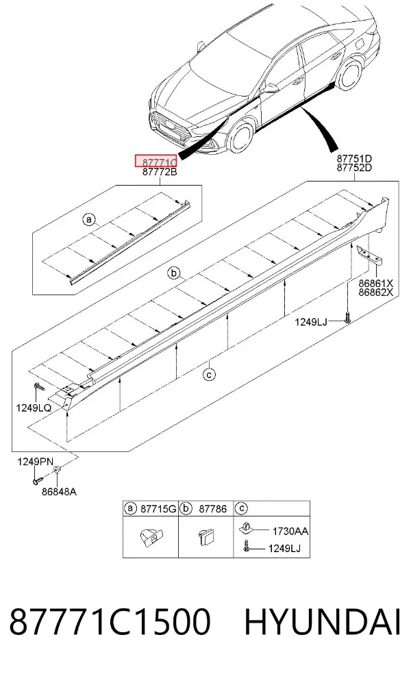 Moldura de guardabarros delantero izquierdo 87771C1500 Hyundai/Kia