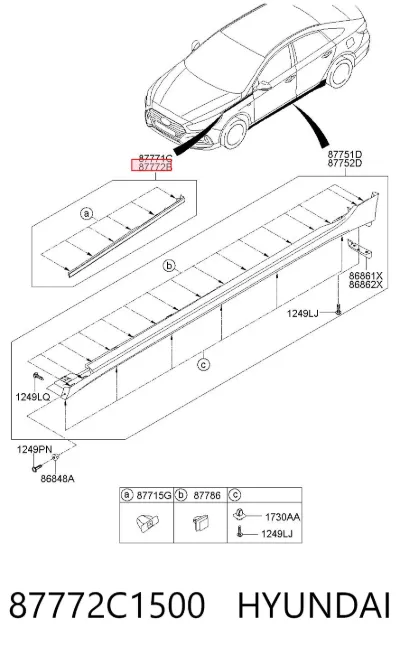 Moldura de guardabarros delantero derecho HYUNDAI 87772C1500