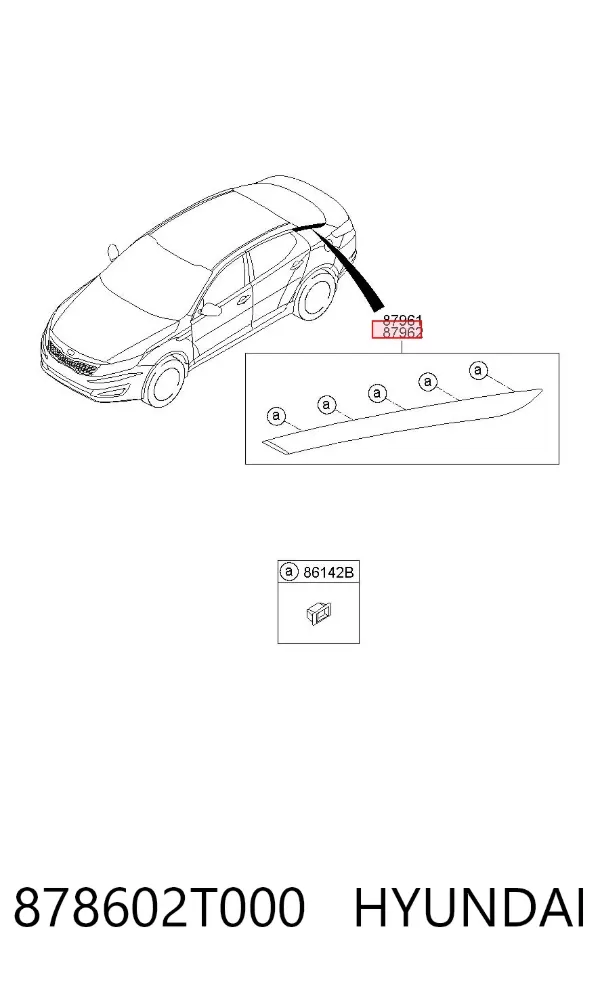 Moldura de salpicadera trasera derecha 878602T000 Hyundai/Kia