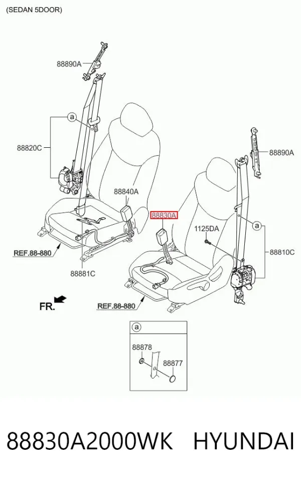Palanca de bloqueo del cinturón de seguridad delantero izquierdo 88830A2000WK Hyundai/Kia