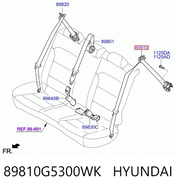 Cinturón de seguridad trasero izquierdo 89810G5300WK Hyundai/Kia