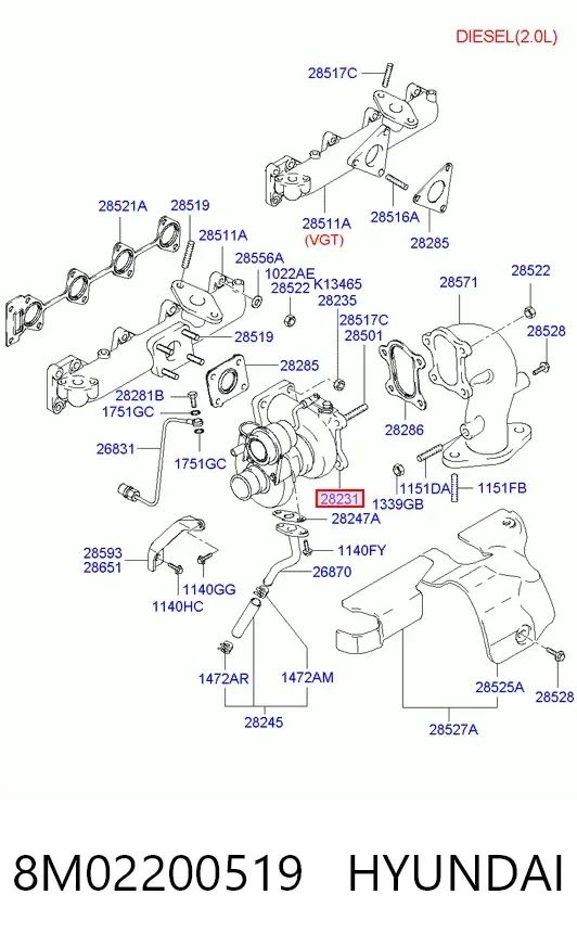 Turbocompresor 8M02200519 Hyundai/Kia