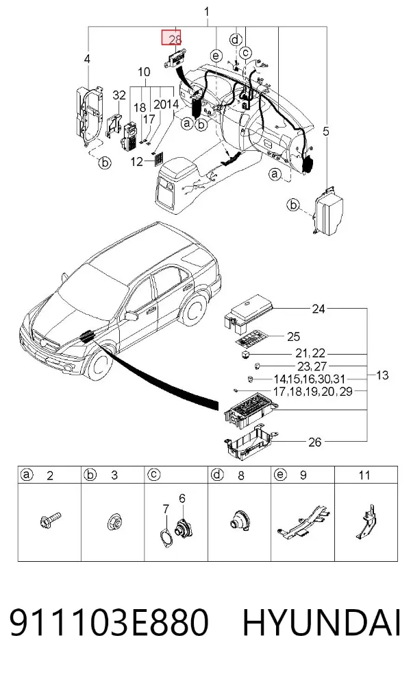 Relé de calefacción de asiento 911103E880 Hyundai/Kia