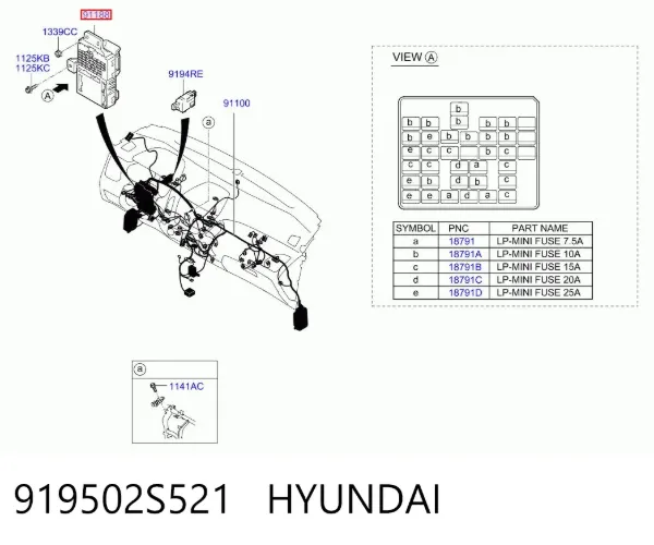 Caja de fusibles 919502S521 Hyundai/Kia