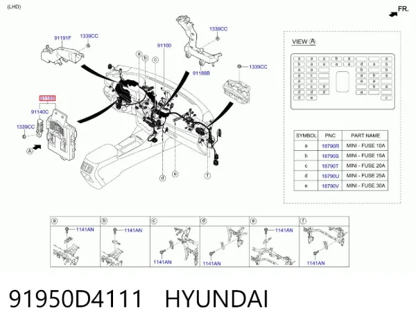 Caja de fusibles 91950D4111 Hyundai/Kia